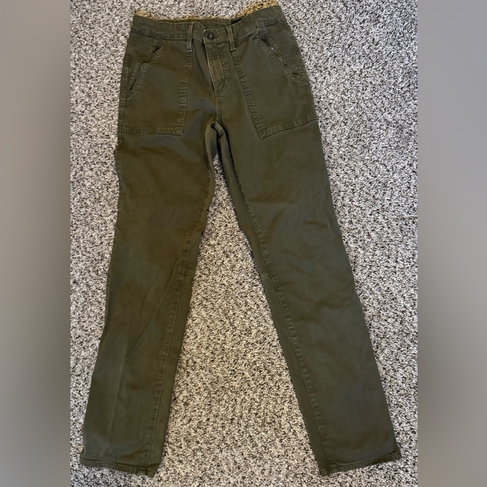 Anthropologie AG The Kinsley Olive green Utilitarian Modern Skinny Pants #fall